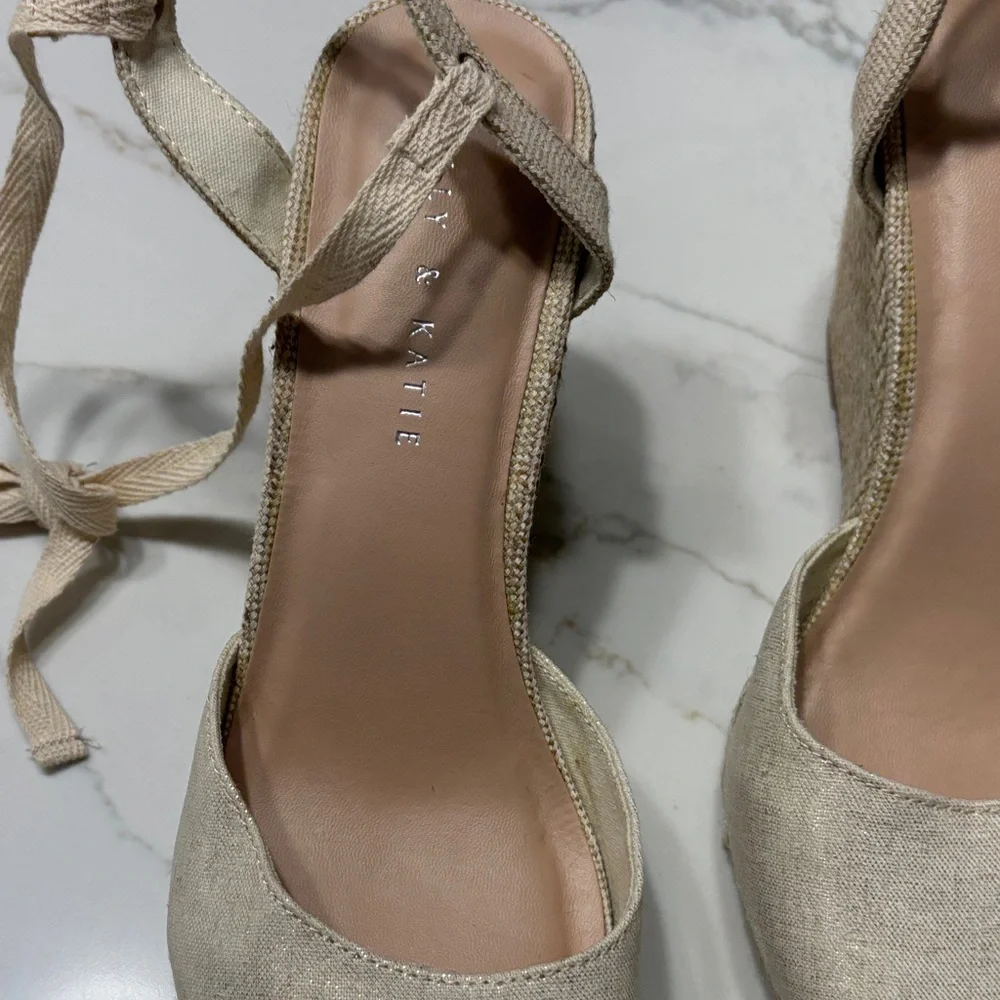 Kelly & Katie Beige Lace-Up Espadrilles